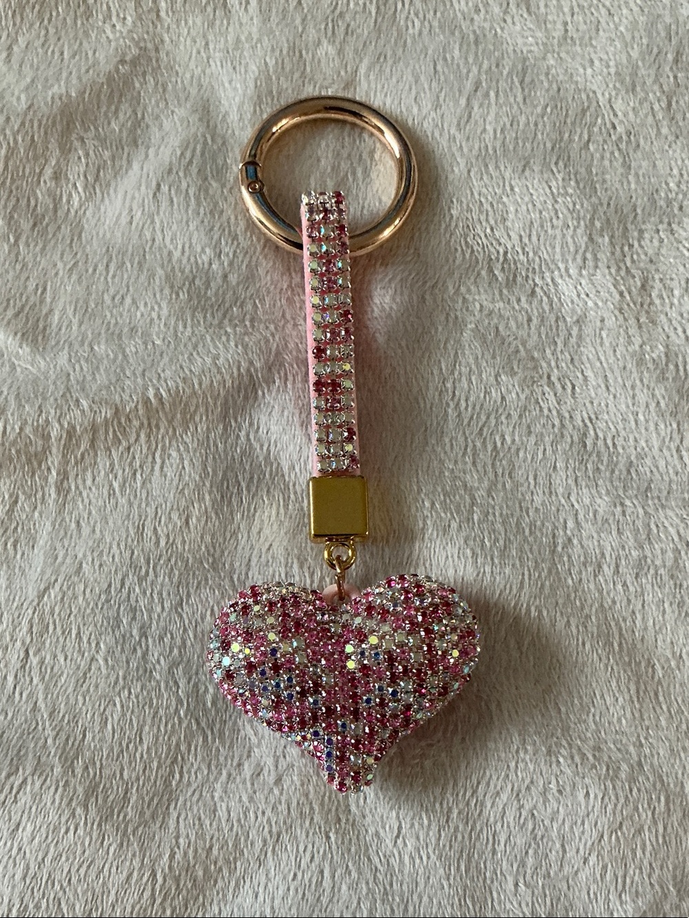 Sparkling Pink Silver Heart Keychain/Bag Charm 💗 Absolutely Gorgeous 💖